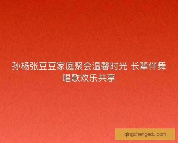 孙杨张豆豆家庭聚会温馨时光 长辈伴舞唱歌欢乐共享